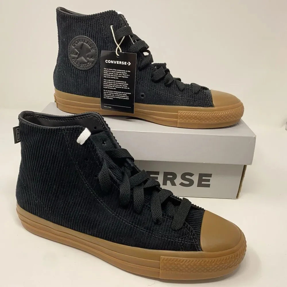 Converse Black Corduroy High Top Sneakers with Gum Sole